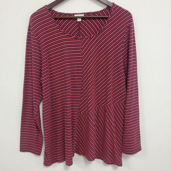 J. Jill Tops - J Jill Womens Striped Long Sleeve Top Size 2X Pink Nautical Sustainable Modest